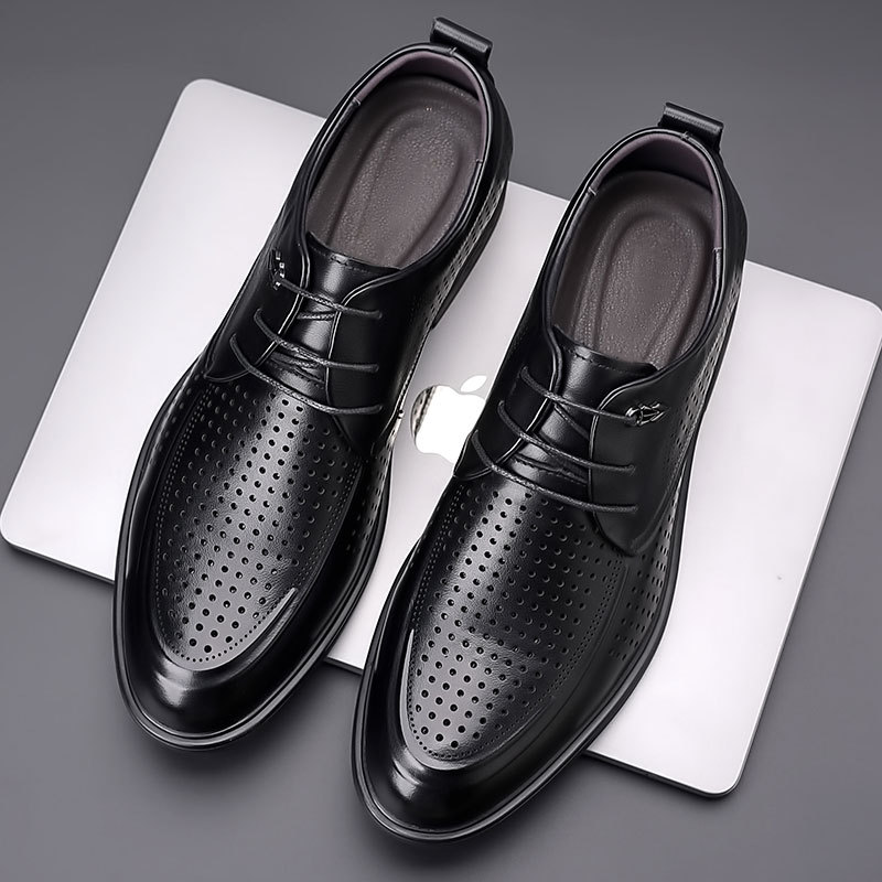 Men's Summer Leather Toe-Layer Cowhide Business Formal Pointed Toe Cut Out Men's Shoes Breathable High-End Genuine Leather Casual Shoes image 3