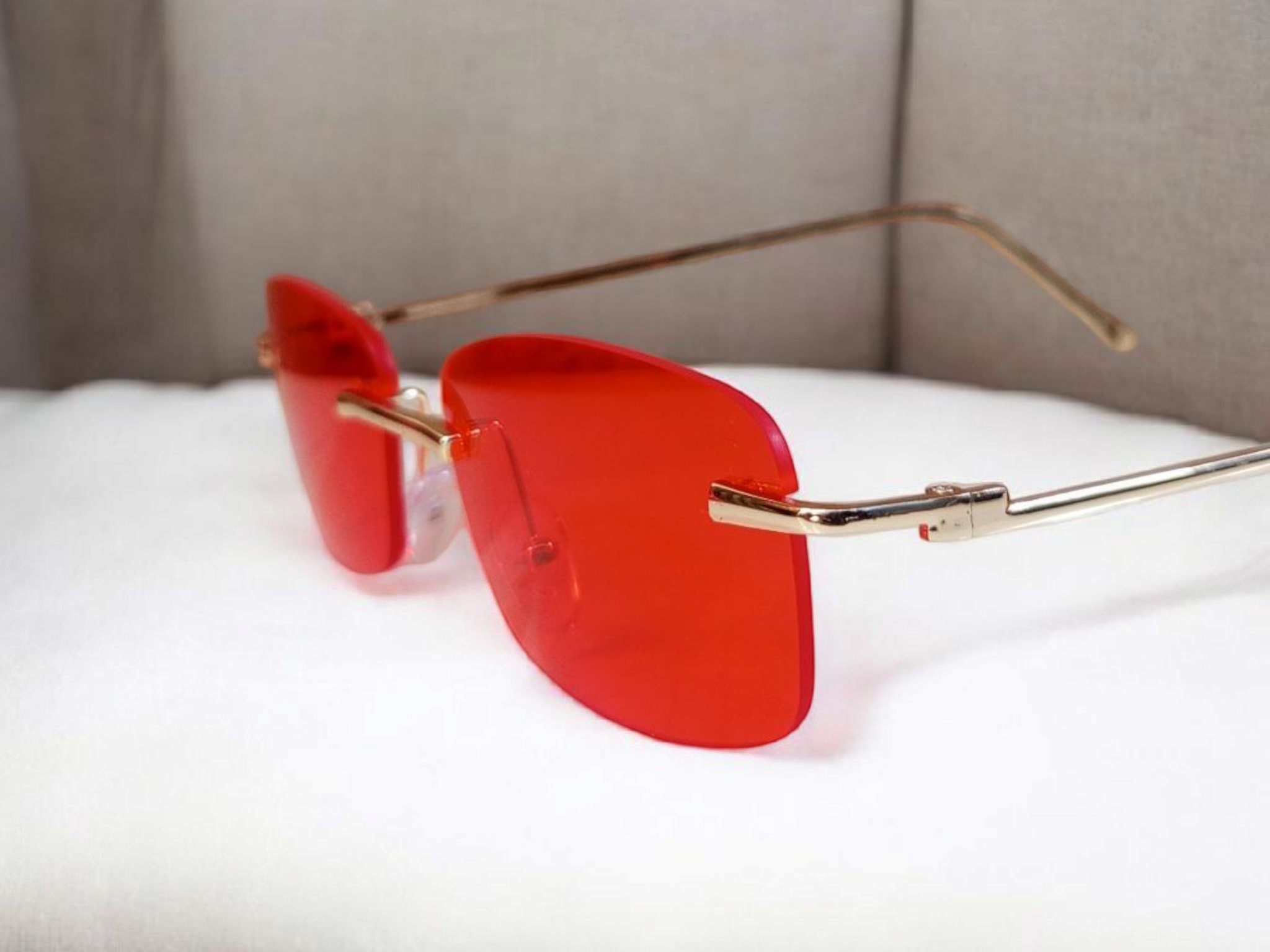 Rimless Tinted Rectangle Sunglasses image 2