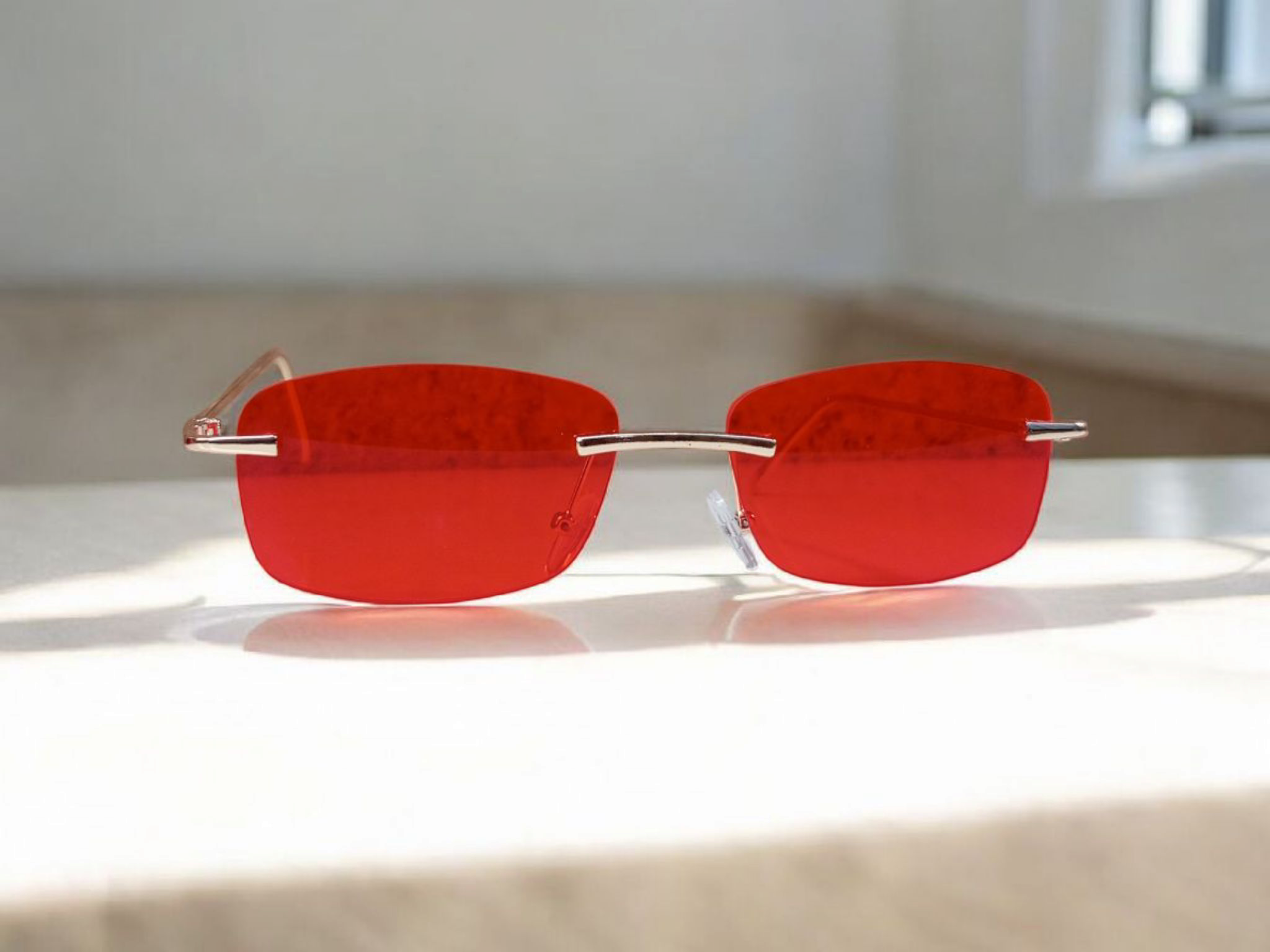 Rimless Tinted Rectangle Sunglasses image 3