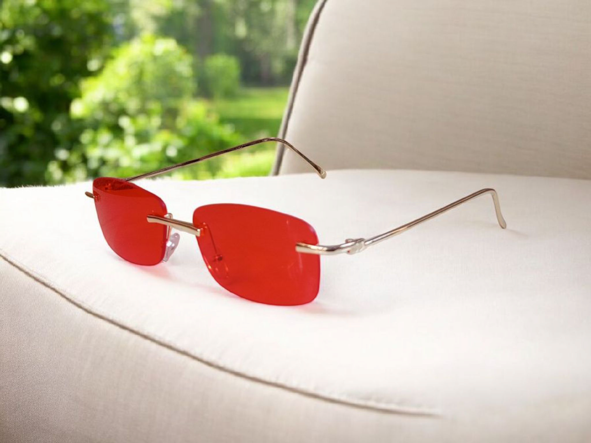 Rimless Tinted Rectangle Sunglasses