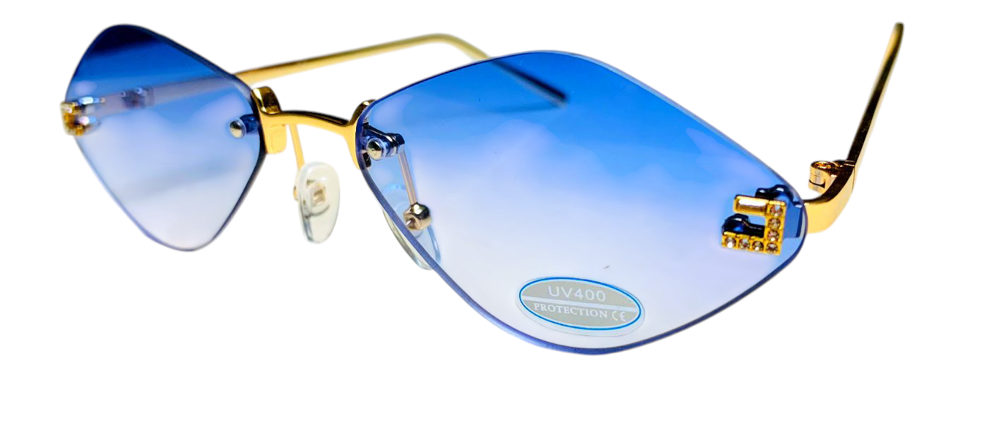 Rimless Diamond-Shaped Tinted Sunglasses