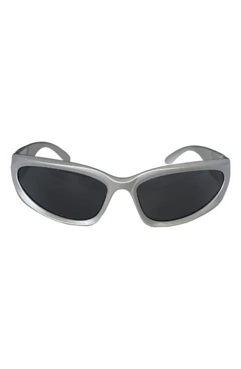 Aero-Sport Wrap-Around Sunglasses – UV400 Protection – Black/Silver