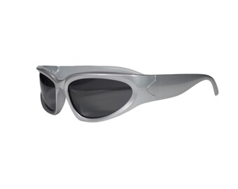 Aero-Sport Wrap-Around Sunglasses – UV400 Protection – Black/Silver image 3