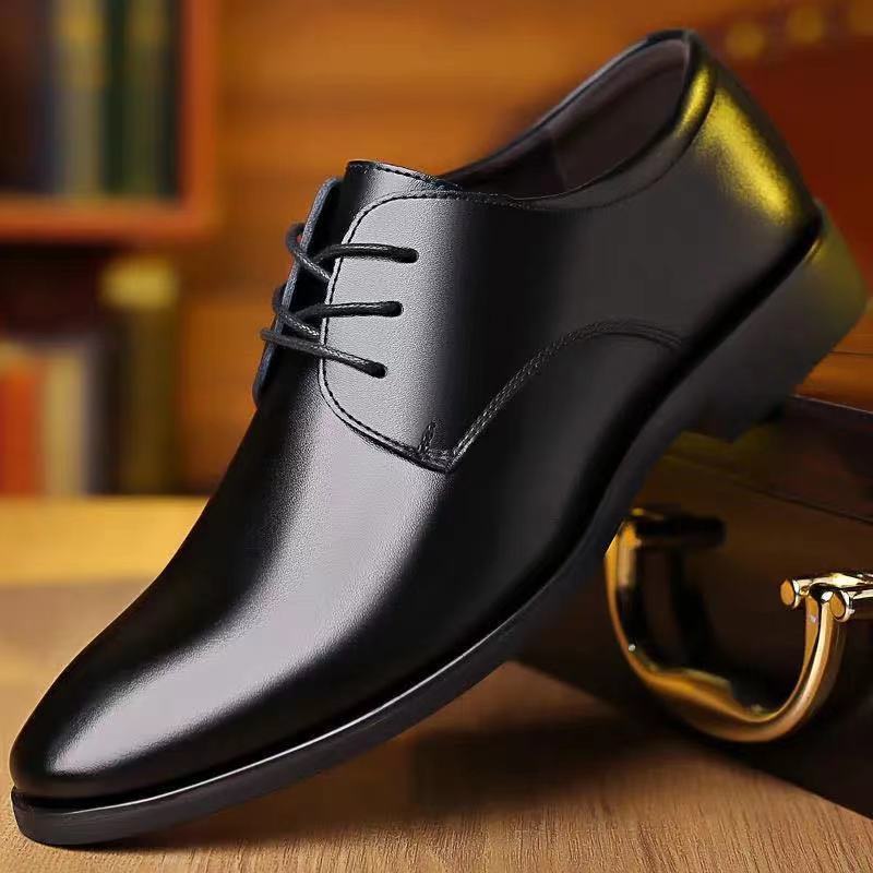 2026 New Trendy Business Formal Pointed-Toe Leather Shoes for Men, Versatile Korean Style Height-Increasing Wedding Shoes for Young Men image 1