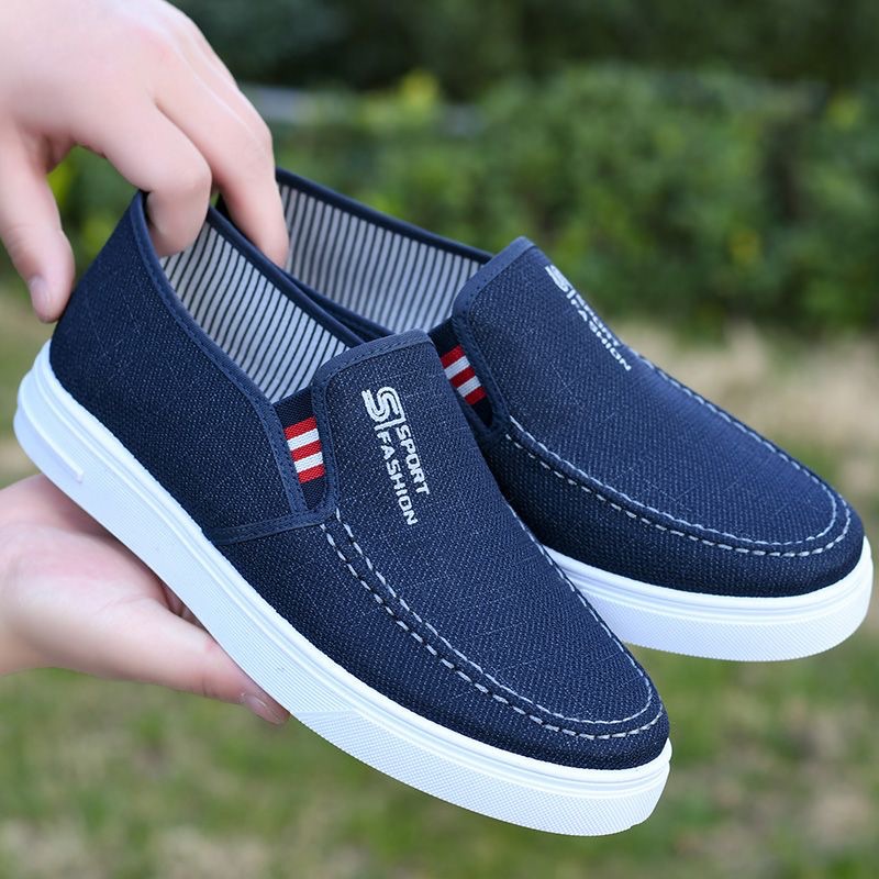2024 Men's Shoes Spring Casual Shoes New Lightweight Breathable Versatile Canvas Shoes Men's Slip-On Old Beijing Style Durable image 1