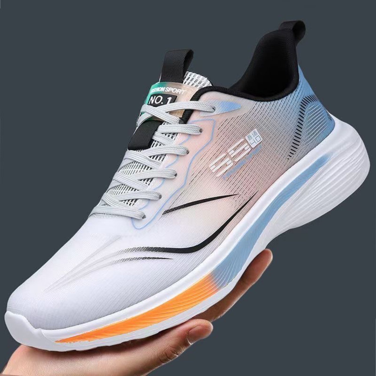Spring and Autumn Men's Shoes, Ultra-Light Mesh Breathable Sports Shoes, Racing Running Shoes, Versatile Casual Lightweight Soft-Soled Shock-Absorbing Running Shoes