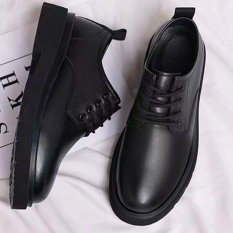Men's Shoes 2024 New Autum British Style Round Toe Work Leather Shoes Men's Business Formal Big Toe Work Men's Shoes image 1