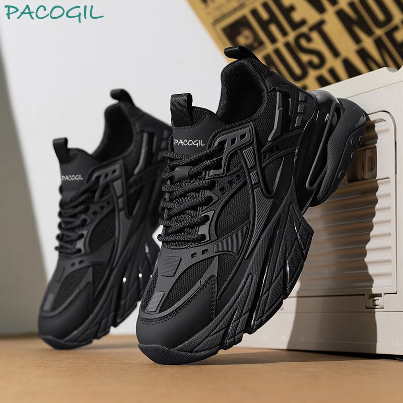 Spring New Casual Shoes Men's Shoes Four Seasons Shoes Men's Black Sports Shoes Running Shoes Dad Shoes Thick Sole Versatile