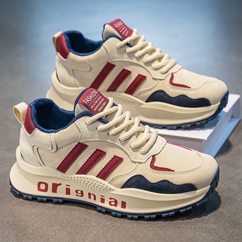 Popular retro three-stripe platform platform shoes, new 2025 style, height-increasing dad shoes, versatile for spring and autumn, sporty and casual, men's shoes. image 1