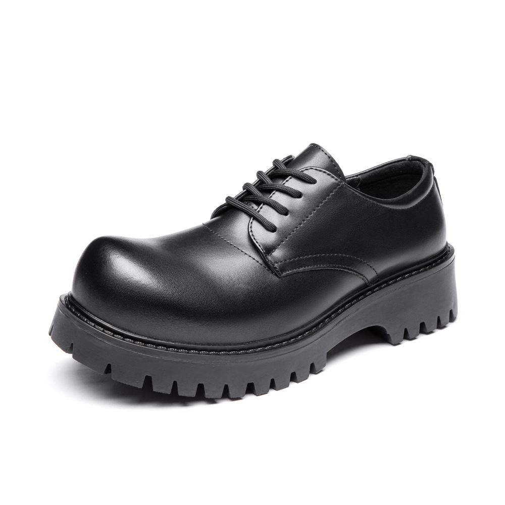 2025 New Paris cleanfit Big Head Derby Shoes Men's Niche Thick Bottom Increased British Leather Shoes 81026-1 image 1