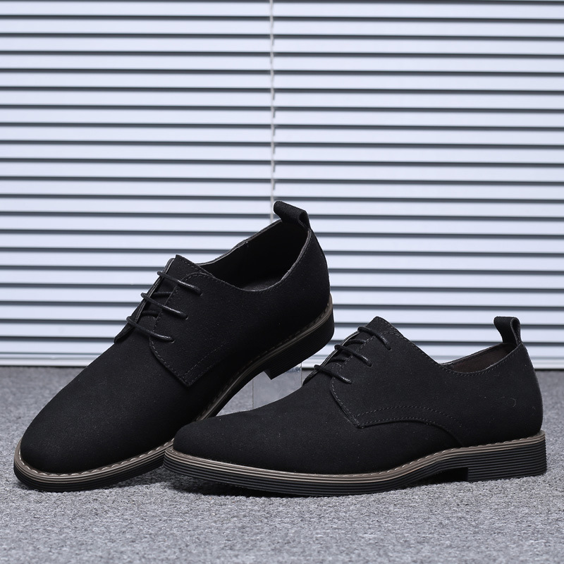 Men's Suede Casual Round Toe Shoes, Lace-up Fashionable Plus Size Men's Shoes image 1