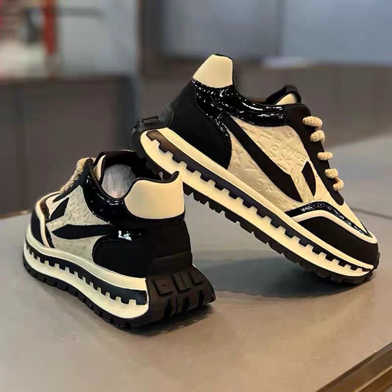 2025 Autumn and Winter Leather Printed Fashion Trendy Color Polished Soft-Soled Men's Shoes Korean Style Thick-Soled Heightening Sports Casual Shoes for Men image 1