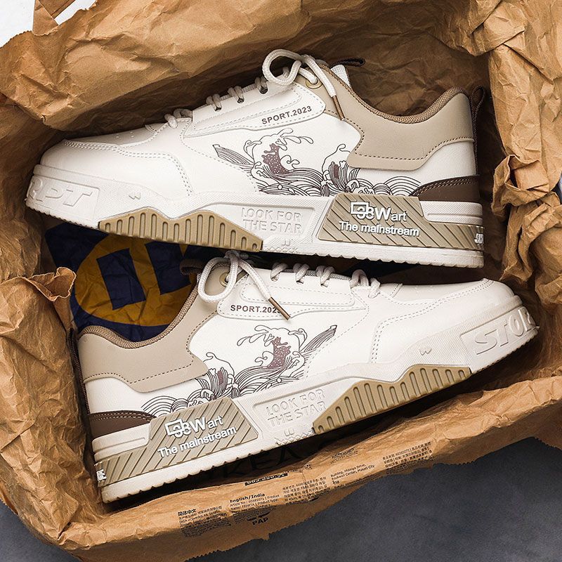 Unique Original Versatile Height-Increasing White Sneakers Summer Casual Sports High-Top Trendy Shoes Chinese Style Men's Shoes Spring and Autumn image 1