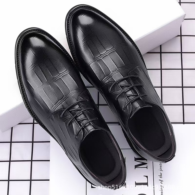 Spring and Autumn British Lace-Up Business Formal Leather Shoes Men's Shoes Inner Heightening Single Shoes Wholesale Shoes Men's Casual Leather Shoes