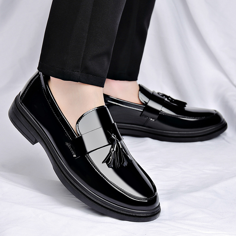 2025 new cross-border mirror men's shoes business casual British tassel leather shoes men's loafers invisible height shoes image 1