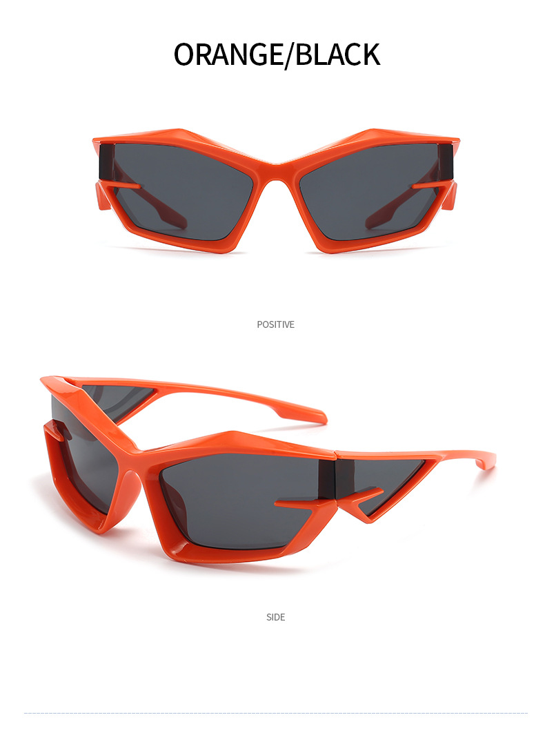 Futuristic Geometric Sunglasses – Sunset Orange Cyberpunk – Dark Lens image 3