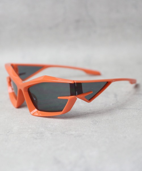 Futuristic Geometric Sunglasses – Sunset Orange Cyberpunk – Dark Lens image 2
