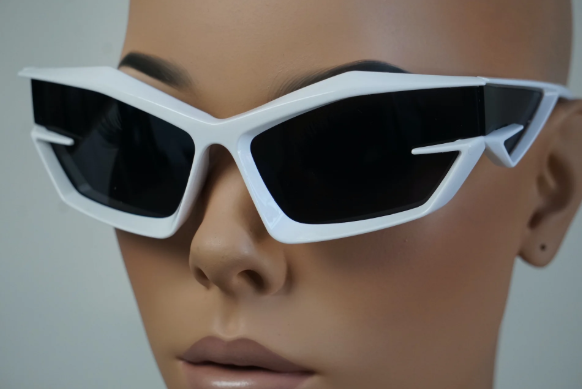Futuristic Geometric Sunglasses – Arctic White Cyberpunk – Dark Lens image 2