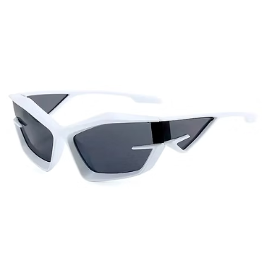 Futuristic Geometric Sunglasses – Arctic White Cyberpunk – Dark Lens image 4