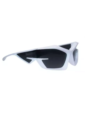 Futuristic Geometric Sunglasses – Arctic White Cyberpunk – Dark Lens image 3